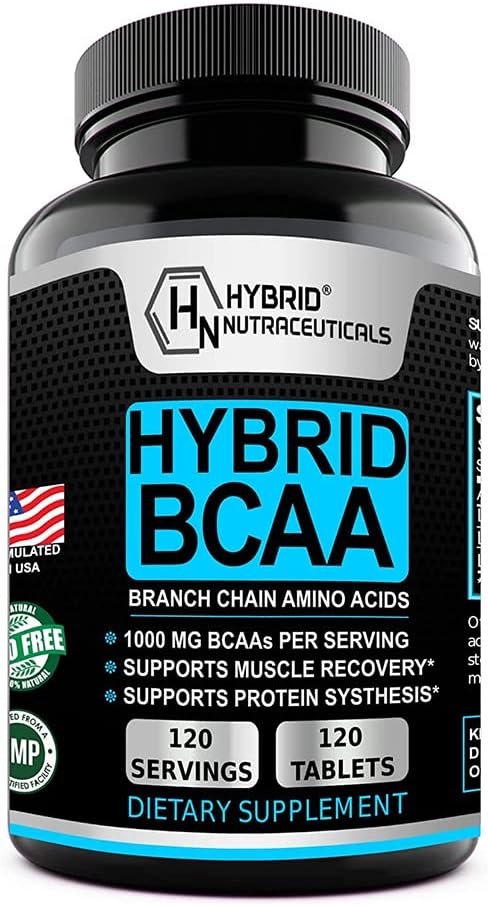 Hibrit BCAA 1000 mg – BCAAs replicas Supplements - 2:1 L-Leucine, L-Isoleucine ve L-Valine – Non-GMO, Vegan - 120 Hizmet