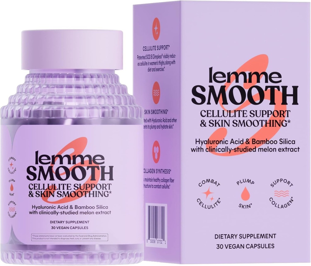 Lemme Smooth Anti Cellulite Capsules for Women, Smooth Legs & Thighs, Reduce Cellulite & Crepey Skin w/Clinically Studied SOD & Silica (1 Ay Supply 30 ct)
