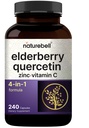 NatureBell Sambucus Elderberry Capsules, 5000 mg Per Quercetin 500 mg, C ve çinko, 240 Kont | Avrupa Kara Yaşlı Meyvesi - 1 Immune Support Supplements