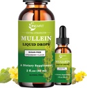 Lungs için Ekstra Kuvvet 2,000 mg Mullein Drops, Mullein Leaf Extract Supplement, Alkol Ücretsiz, Yüksek Aborpsiyon, Lung Cleanse için Güçlü ve Doğal Vegan Mullein Liquid Drops, Immune Support