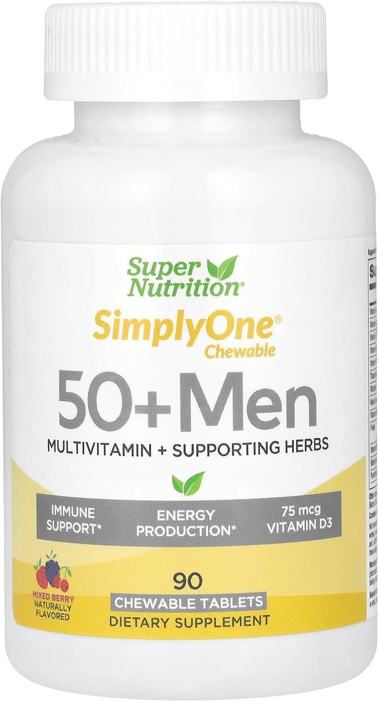 SuperNutrition Multi-Vitamin για τους άνδρες 50+, υψηλής ισχύος, μία / ημέρα μασώμενα δισκία, 90 ημέρες προσφοράς Wild Berry 90 Count (πακέτο του 1)
