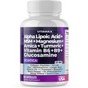 Sciatic Nerve Health Support - Sciatic Nerve Supplement Capsules with Follic Acid, Pea, Glucosamine, MSM, Vitamin B Complex, Alpha Lipoic Acid 300mg – 60ct – Κατασκευασμένο στις ΗΠΑ