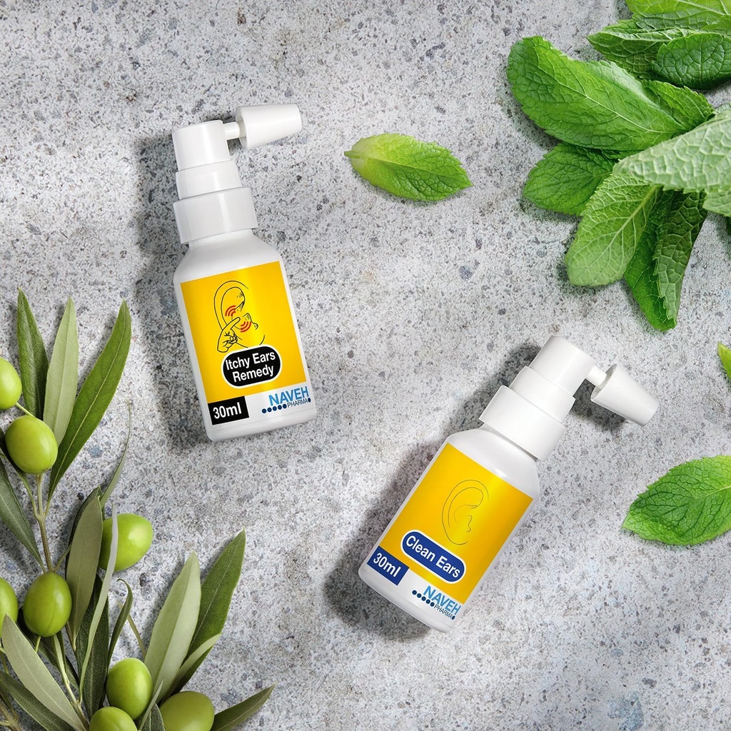 NAVEH PHARMA Itchy Ears Remedy Ear Temizlik ve Itch Relief (1 fl oz) + NAVEH PHARMA CleanEars (1 fl oz)