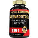 6in1 Trans Resveratrol Supplement with Grape Tohum, Milk Thistle, and More - Resveratrol 1000 mg - Immune System, Heart Health, Body Management - 180 Capsules