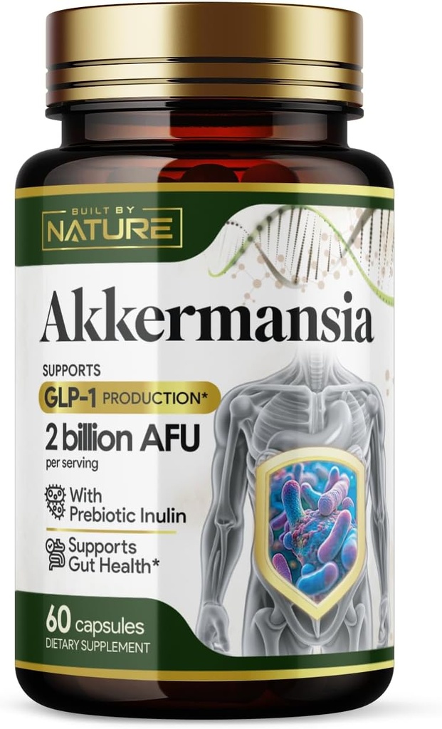 Χτισμένο από τη φύση Akkermansia Muciniphila Probiotic Supplement – 2 Δισεκατομμύρια AFU - Υποστηρίζει GLP-1, ανοσοποιητικό & Digestive Gut Health - 60 κάψουλες καθυστερημένης απελευθέρωσης