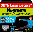 Ninjamas Boys Bedwetting Nighttime Underwear, Boyut L Pull Ups for Boys (64-95+ lbs), 68 Kont, Eğitim Pantolonu, Gece Bağımlısı Çocuklar, Ultra Absorbent, Hipoallergenic