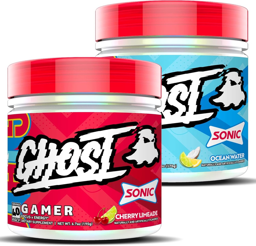 GHOST Gamer Sonic Sche: Enerji ve Focus Support Formula - Ocean Water ve Cherry Limeade
