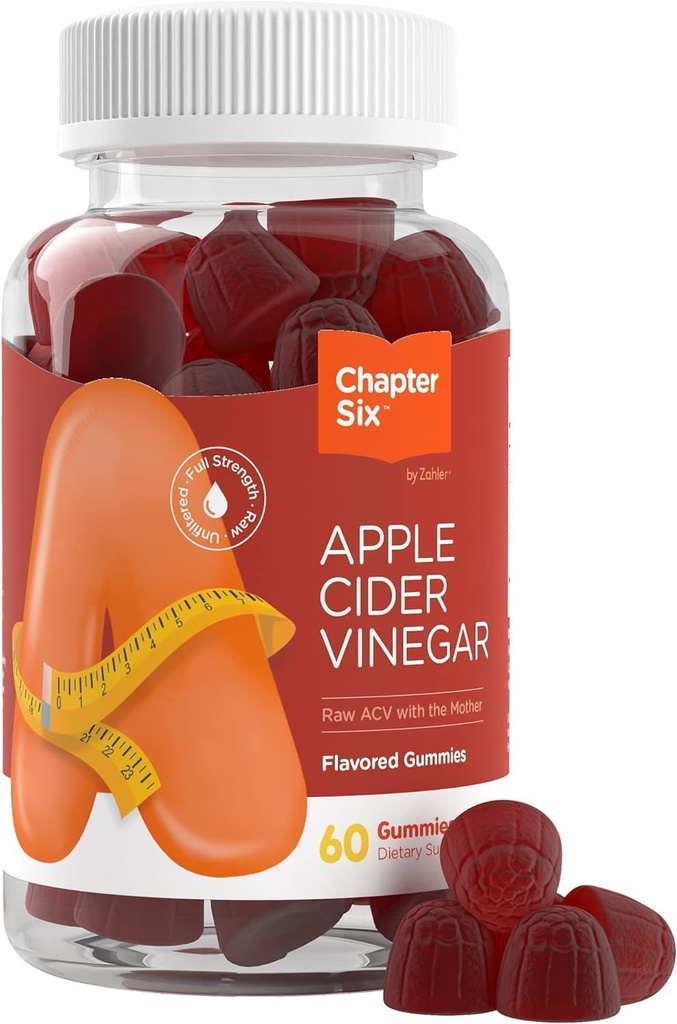 Zahler Bölüm Six Apple Cider Vinegar Gummies, Apple, 60 Gummies