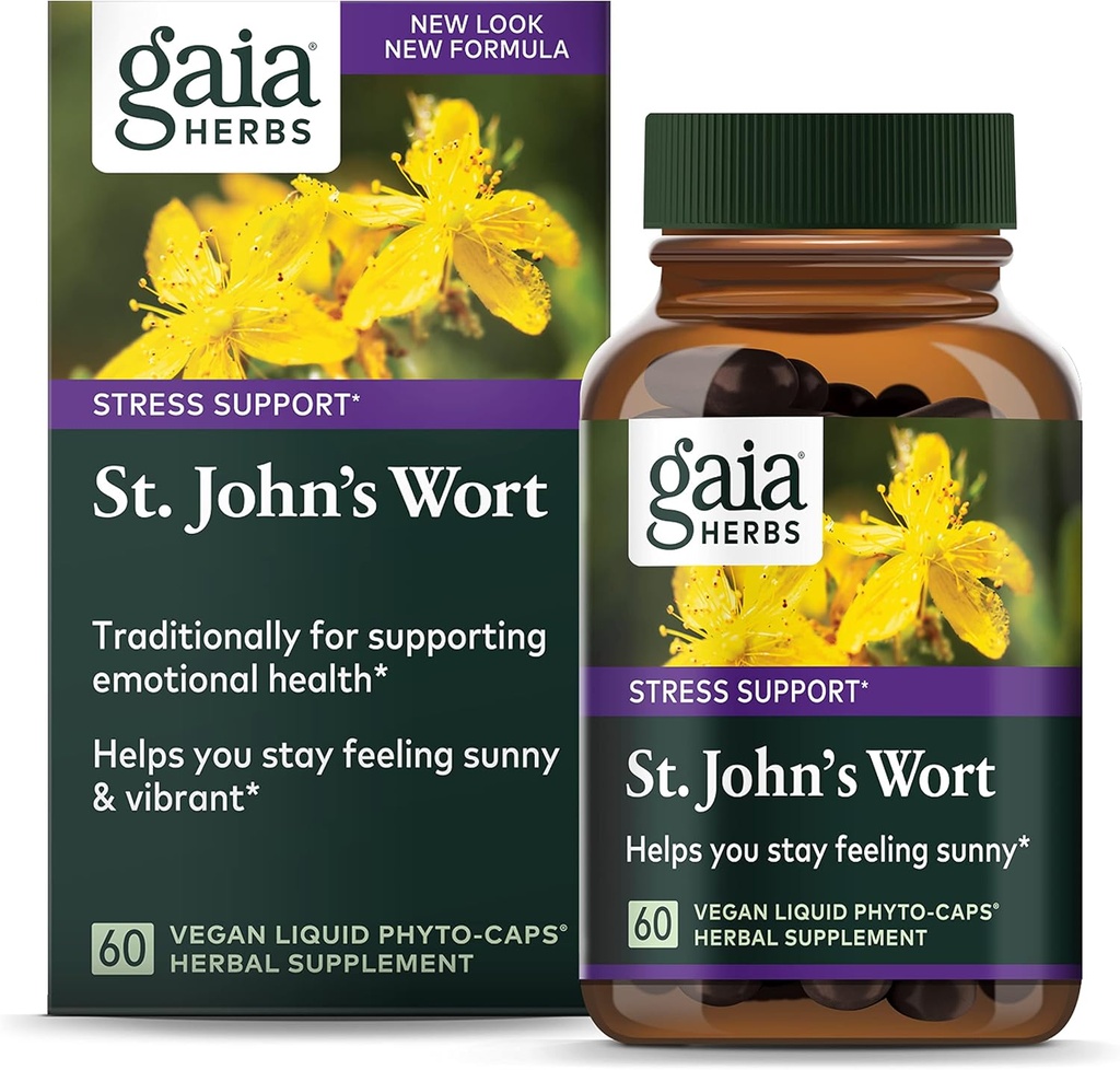 Gaia Herbs St. John's Wort, Vegan Liquid Capsules, 60 Kont - Olumlu ve Sunny Mood'ı Teşvik Etmek için Stres Desteği