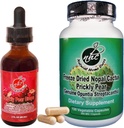 Prickly Pear Nopal Cactus Supplement Combo Pack - Freeze kıl Cactus Meyvesi - 120 Sebze Capsules & 2oz Liquid Drops - Vegan, Betalains, & Bio available