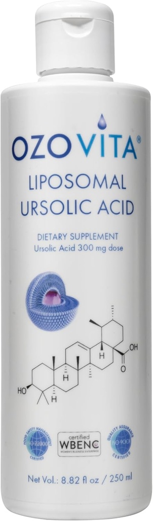 Liposomal Ursolic Acid 300 mg | Micelle Teknolojisi Yüksek Aborpsiyon | Organik Piramit Flavor | Vegan, Non-GMO, Gluten-Free, No PEG | FDA Registered Plant | 250 ml (50 hizmet)