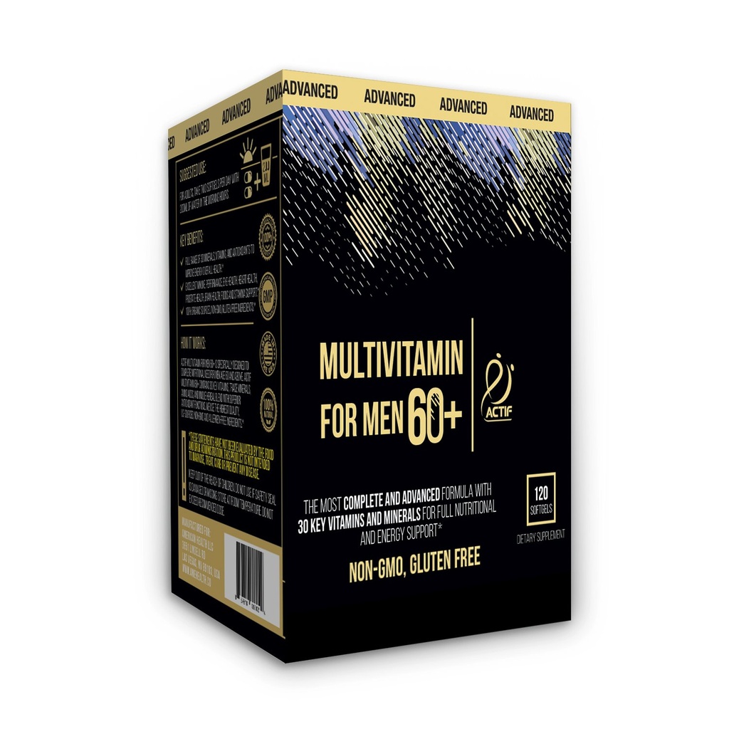 Erkekler için Çokvitamin 60+ ile 30 Organik Vitamin ve Organik Herbs, ABD'de yapılan, 120 Kont