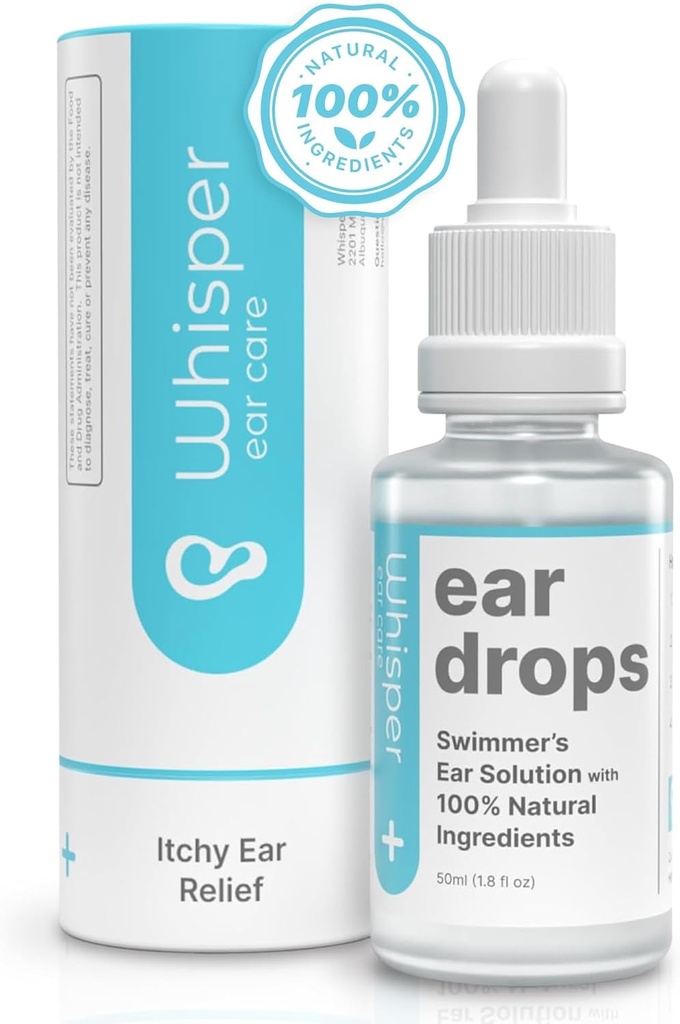Whisper Ear Drops | 2oz | USA | All Natural Mayomers Ear Drops for Yetişkinler with Itchy Ears | Mayomer's Ear Drops Combat Facemers Ear with Acetic Acid Ear Drops