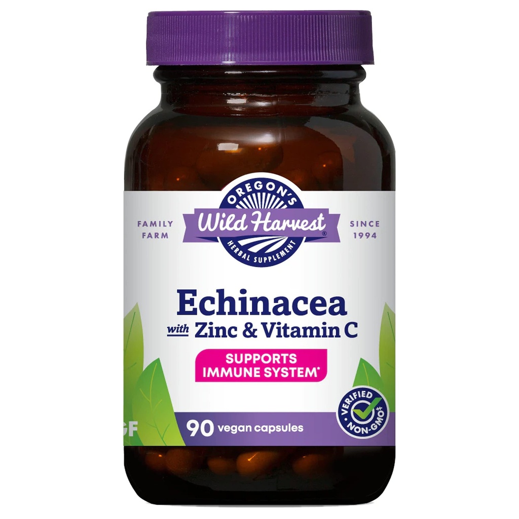Oregon'un Wild Harvest Echinacea ile çinko ve Vitamin C Capsules, 90 Count