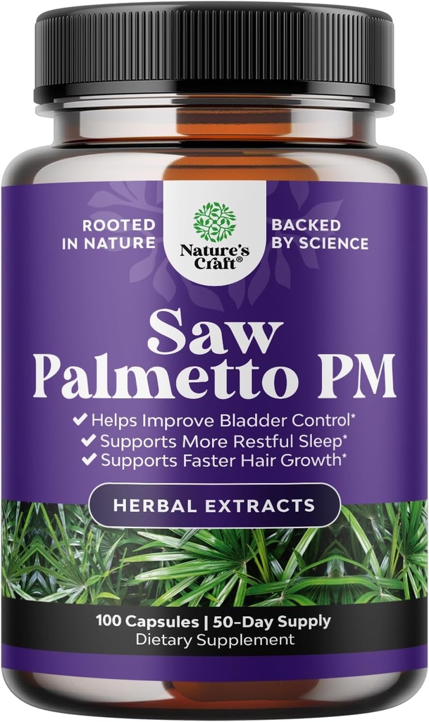 Gece Savunması Erkekler için Palmetto - Saw Palmetto Askısı Erkekler için Prostate Supplement Gece Yeterliliği Sıklığı ve Overactive Bladder ile Lycopene Koch ve Melatoninnin