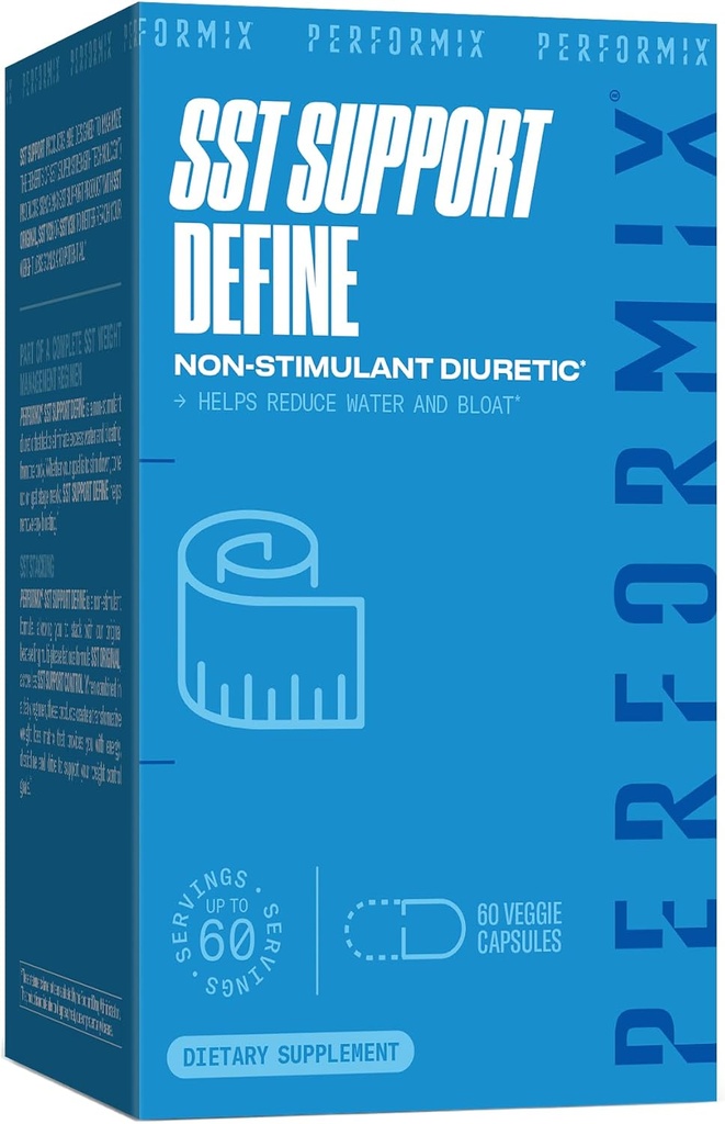 PERFORMIX SST Support Define Non-Simulant Diuretic - 60 Veggie Capsules - Su ve Bloating - Destek Urinary Tract Health & Full Body Cleanse with Dandelion Extract & Apple Cider Vinegar