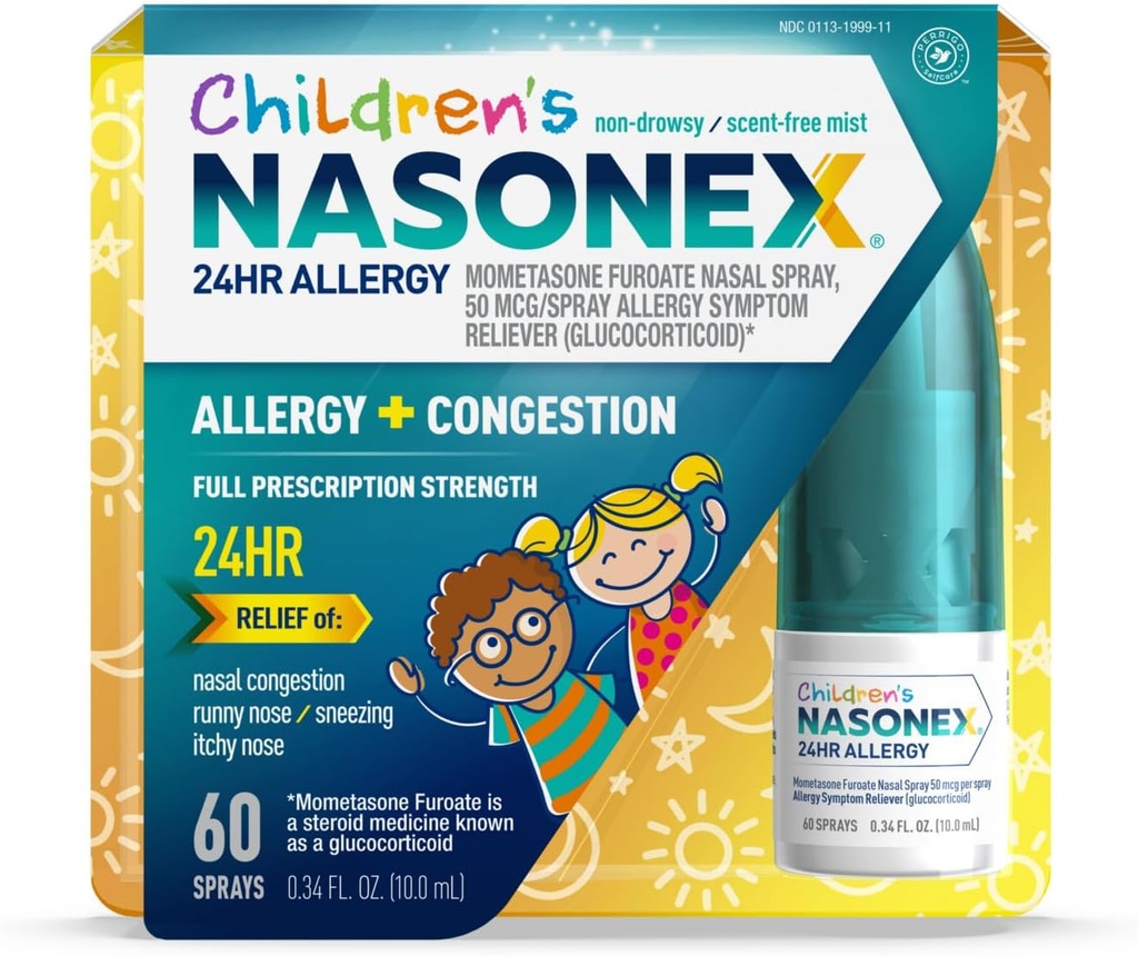 Nasonex Children's 24HR Alerji Nasal Mix, Non-Drowsy, Scent-Free Mist, Anti Prescription Strength, 60 Sprays