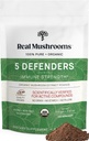 Real Mushrooms 5 Defenders Mushroom Complex Powder – Βιολογικό εκχύλισμα μανιταριών από Chaga, Reishi, Turkey Tail, Maitake & Shiitake Mushroom Blend για την υποστήριξη ευεξίας με Beta Glucans - 100 εξυπηρετήσεις