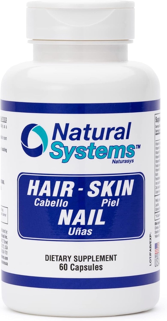 Saç Ciltleri ve Çiçeği Doğal Sistemler tarafından 60 Capsule - Kadınlar ve Erkekler için Güçlü Nailler ve Saç Büyüme Vitaminleri - Doğal Biyotin Saç Cilt ve Çığ Vitaminleri - Cilt Koruma Vitaminleri