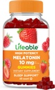 Lifeable Melatonin 10 mg - Great Tasting Natural Flavor Gummy Supplement - Gluten Free Vegetarian GMO-Free Chewable - For Help Falling Asleep and stay Asleep - for Yetişkinler, Man, Women - 60 Gummies