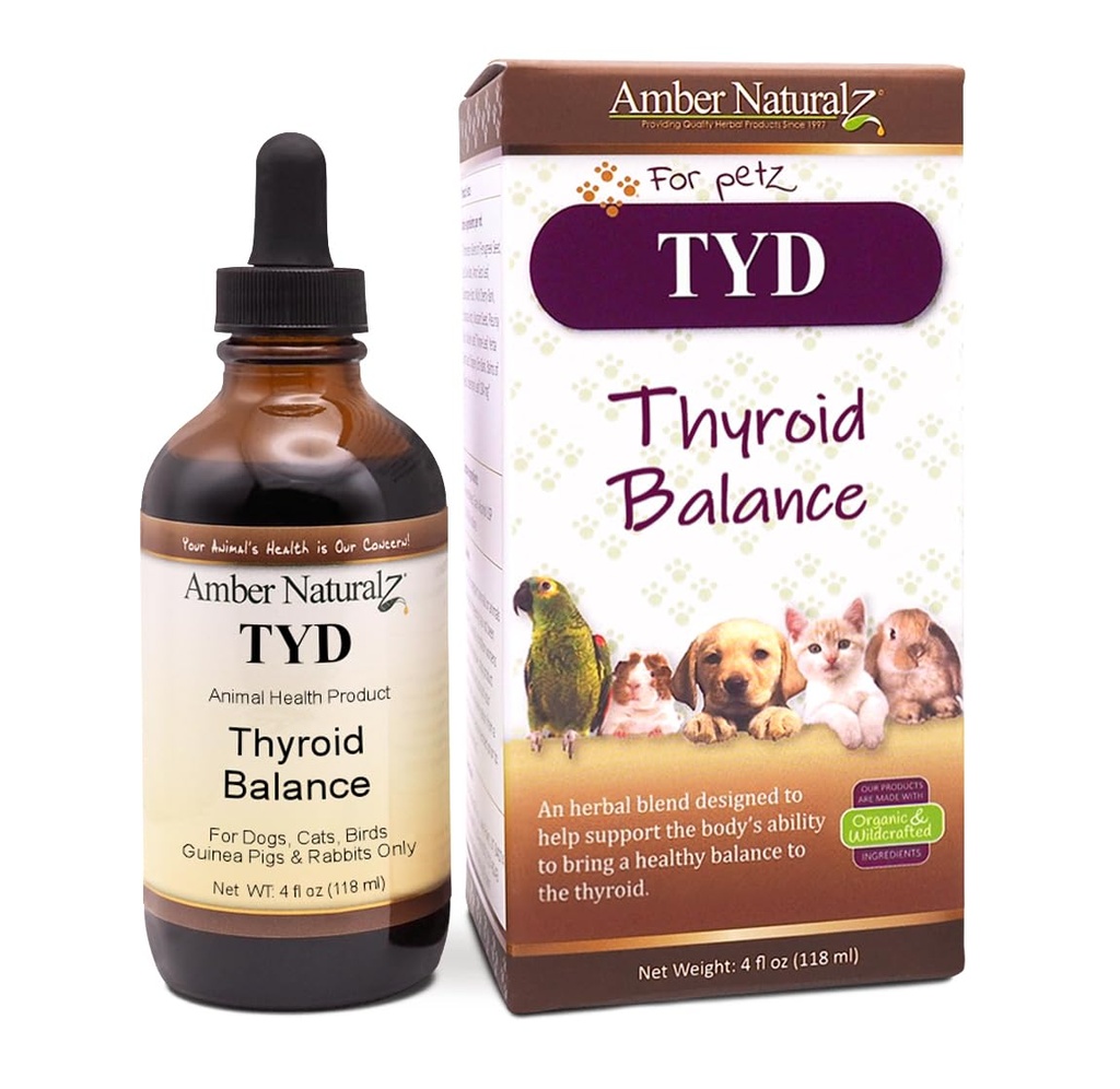 Amber NaturalZ TYD Thyroid Balance βοτανικό συμπλήρωμα για σκύλους, γάτες, πουλιά, χοίροι Γουινέας, και κουνέλια 