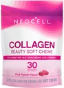 NeoCell Collagen Beauty Soft Chews with Vitamin C and Hyaluronic Acid, For Hair, Skin and Nail Health, Fruit Punch, Soft Chews, 60, 1 Bag