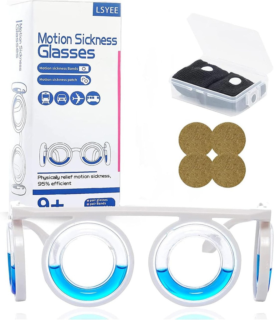 Anti- Hareket Hastalığı Gözlükleri,Motion Hastalık Bantları (Random Color),Motion Hastalık Patch,Antiemetic, One Package for Yetişkinler or Kids