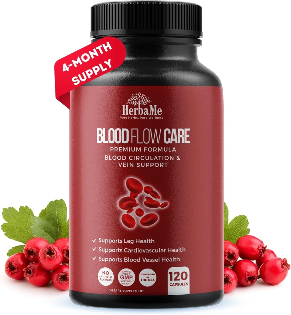 Kan Circulation Supplement, 120 Capsules, Destekler Leg Vein, Kalp, Gemiler ve Cardiovascular Sağlığı Niacin, L-Arginine, Ginger, Cayenne Pepper, Hawthorn, Diosmin, Blood Pills