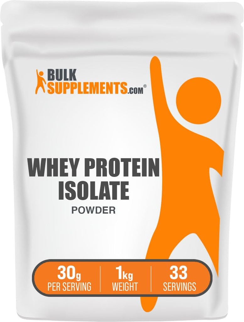 BulkSupplies.com Whey Protein Isolate Powder - Μη αρωματισμένη σκόνη πρωτεΐνης ορού γάλακτος, Συμπλήρωμα διατροφής - Χωρίς γλουτένη, 30g ανά Σερβίρισμα, 1kg (2,2 lbs) (Pack of 1)
