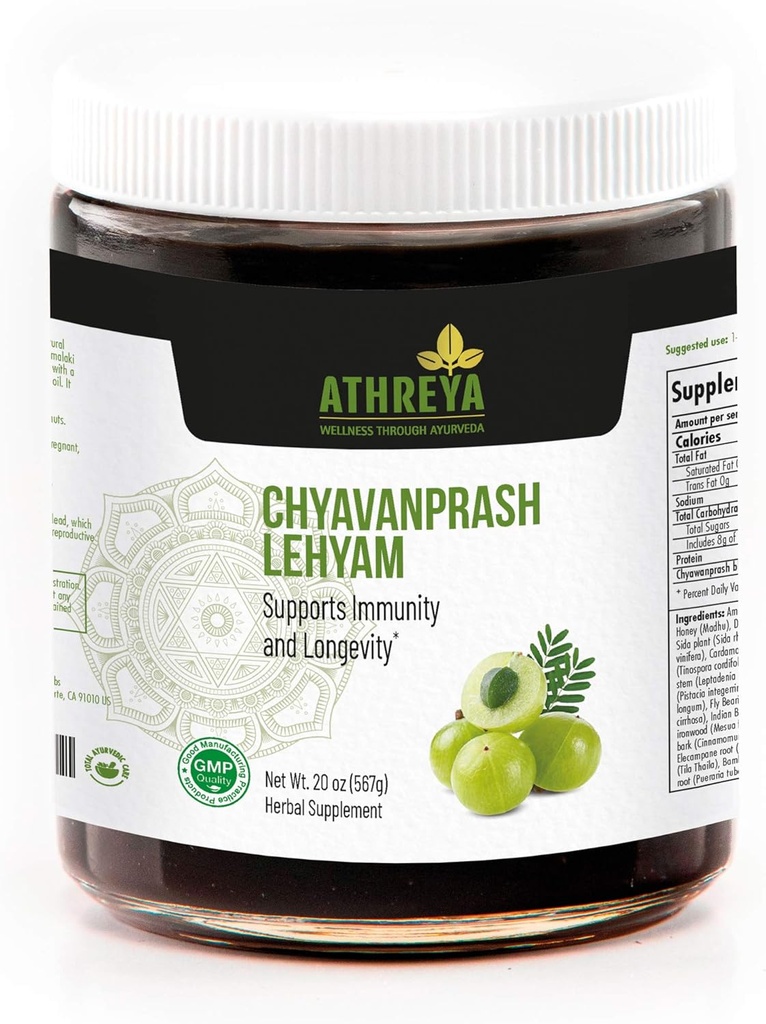 Athreya Herbs Chyavanprash Lehyam (Jam) | 20 Oz | Ayurvedic Herbal Mix Supports Immunity, Metabolism & Reproductive Health | For General-Being | Non-GMO
