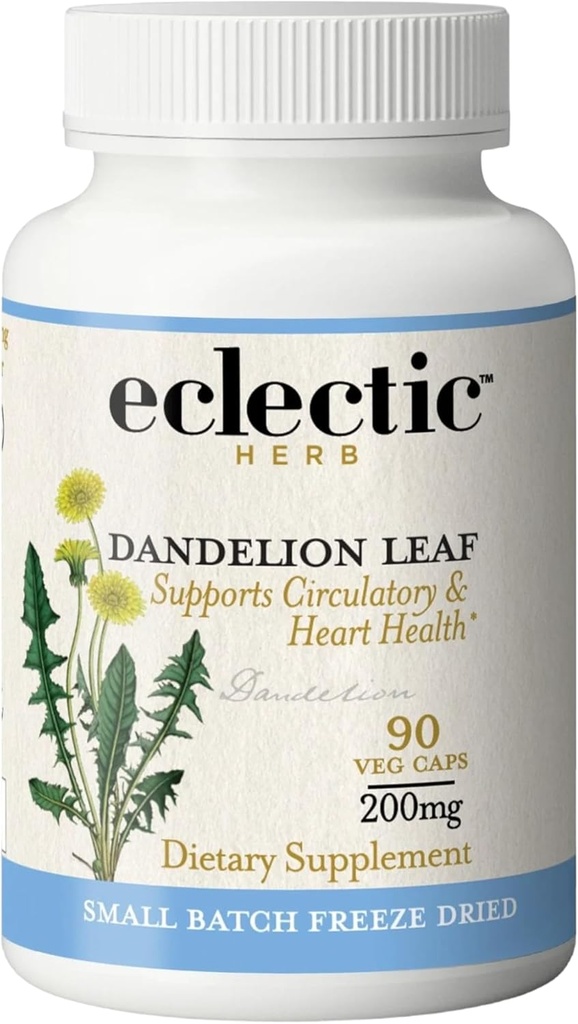 Eclectic Institute Raw Freeze-Dried Dandelion Leaf | Organik Supplement to Support Cleansing & Digestive Function | 90 CT (200 mg)