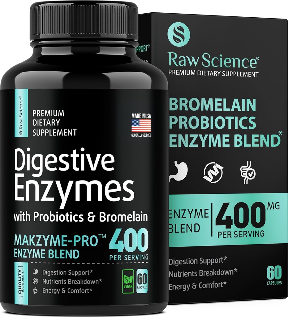 Digestive Ένζυμα με προβιοτικά για γυναίκες & άνδρες Digestive Health - Bloating Relief, Gut Health Συμπληρώματα: Bromelain, Papaya Enzyme, Acidophilus Probiotic, Lactase Enzymes for Digestion - 60 χάπια