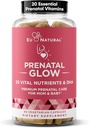Kadınlar için Glow Prenatal Vitaminler - 20in-1 Sağlıklı Gebelik ve Fetal Kalkınma için Vital Nutrients - Folic Acid & Vegan DHA For Baby's Growth & A Comfortable Gebelik - 60 Nourishing Capsules