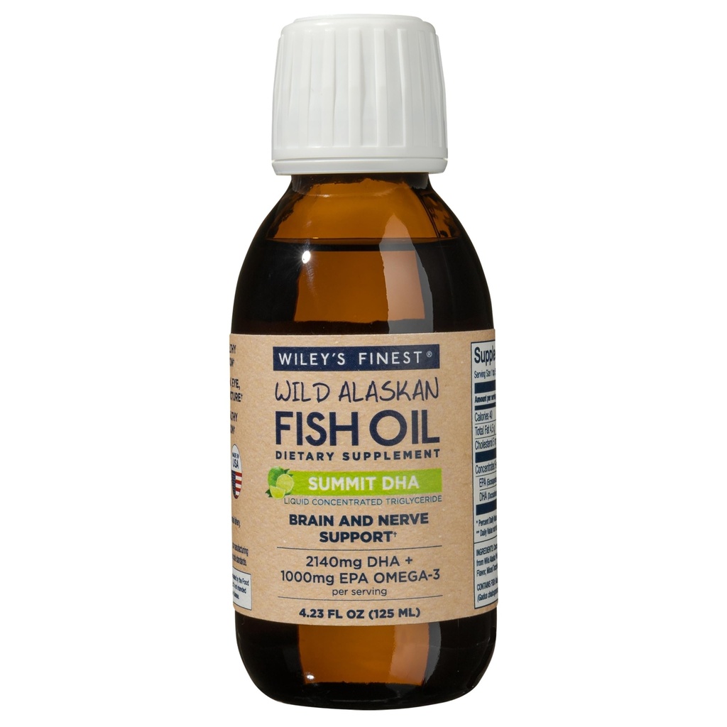 Wiley's Finest Wild Alaskan Fish Oil Summit DHA Liquid - 2140 mg of DHA and 460 mg of EPA Omega-3s - Citrus Flavored Liquid Supplement - 423 Oz (25 hizmet)