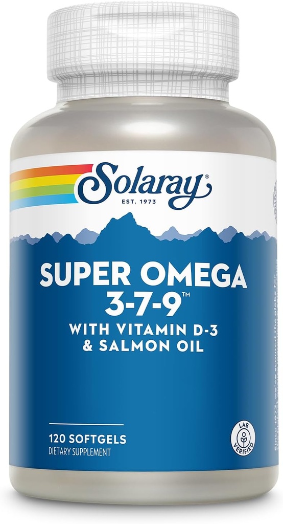 SOLARAY Super Omega 3 7 9 Sağlıklı Cilt, Daha EPA, DHA, Temel Fatty Asits Fish Oil Mini Softgel, 120ct
