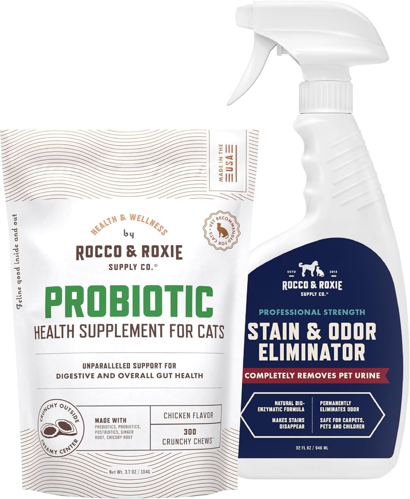 Rocco & Roxie Cat Probiyotik Supplements & Stain & Odor Eliminator