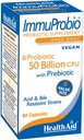 HealthAid ImmuProbio 60 Caps - 50 Milyar CFU with Prebiyotik, Once Daily, Acid & Bile Dayanıklı Strains, Vegan