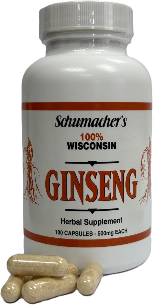 American Ginseng Capsules, 100% Pure Wisconsin BTC, 500 mg, 100 Capsules - En İyi BTC Supplement, Pure Potent Wisconsin BTC Kökleri, PSP
