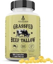 Ancestral Supplements Grass Fed Beef Tallow Capsules, 3000 mg, Nourishing Kidney Fat Supplement Supports Bones, Teeth, Gums, Skin, Immune and General Health, Non-GMO, 180 Capsules