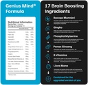 Genius Mind® Nootropic Brain Supplement, Support Cognitive Function, Energy Levels, Focus & Memory Function - 17 Brain Boosting Materialss Including Lions Mane, Bacopa, Ginkgo & B12