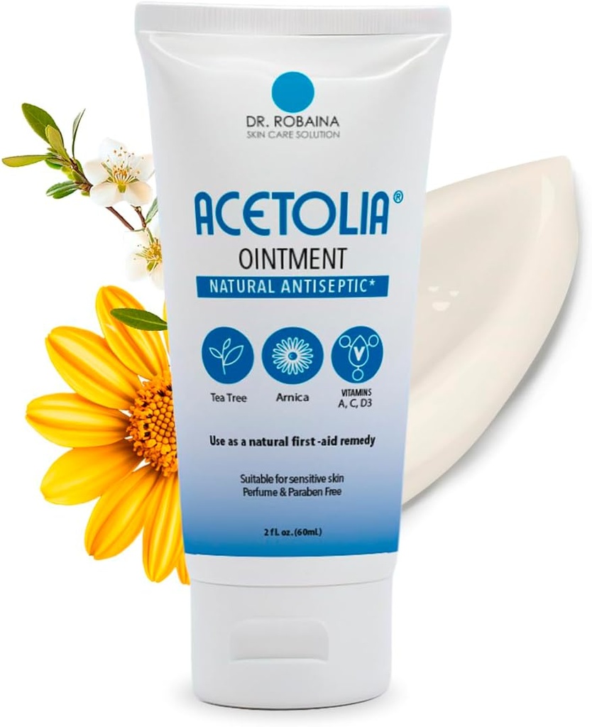 ACETOLIA First Aid Ointment – Minor Cuts, Burns, Yararlar ve Bites | w / Çay Ağacı Petrol, Arnica, Calendula & Aloe to Soothe, Hydrate & Koruma | Steroid-Free | Made in USA | 2 oz