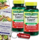 Choice Bundle Spring Valley Υποστήριξη πίεσης αίματος Χορτοφαγικές κάψουλες 60 Ct 2 pk (120 Σύνολο) + Βιταμίνη Οδηγός & Χάπια (4 αντικείμενα)!