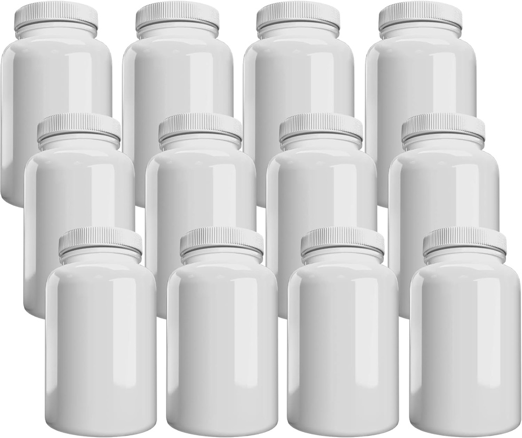 Εταιρεία (12 Pack) Μπουκάλι λευκό χάπι με Lid, Αποθήκευση, Πλαστικό δοχείο χάπι, 150cc Χωρητικότητα