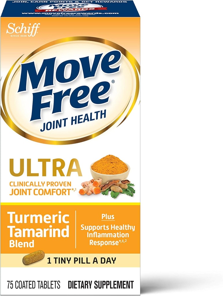 Μετακίνηση δωρεάν Ultra Turmeric + Tamarind κοινά δισκία υποστήριξης, 75 Count - για κοινή άνεση*1, υποστηρίζει υγιή φλεγμονή Ανταπόκριση *‡2, 1 μικροσκοπικό χάπι ανά ημέρα, Αντιοξειδωτικά