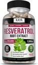 Kaya Naturals - Resveratrol Capsules - Anti Aging Supplement - Antioxidants with Brain Support - Maximum Benefits - 60 Veggies Capsules