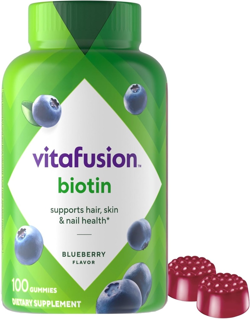 vitafüzyon Ekstra Güçlü Biotin Gummy Vitamins, Berry Flavored, 5.000 mcg Biotin Vitaminleri, Amerika'nın 1 Gummy Vitamin Markası, 50 Day Supply, 100 (Kaplama değişebilir)