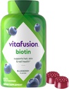 vitafüzyon Ekstra Güçlü Biotin Gummy Vitamins, Berry Flavored, 5.000 mcg Biotin Vitaminleri, Amerika'nın 1 Gummy Vitamin Markası, 50 Day Supply, 100 (Kaplama değişebilir)