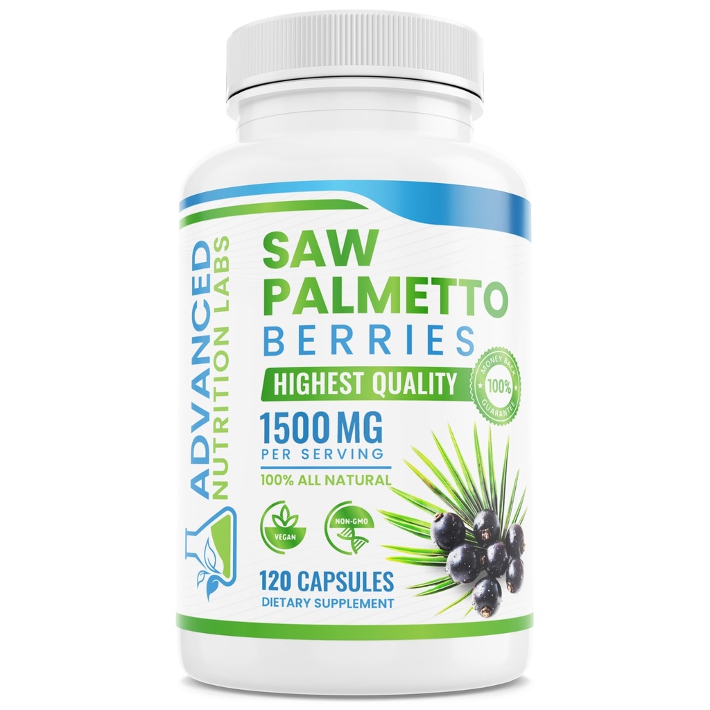 Saw Palmettoges & Extract - Erkekler ve Kadınlar için 1500 mg Saw Palmetto Supplement - Saç Büyümesi, Prostate Support & Urinary Health - 120 Vegan Capsules
