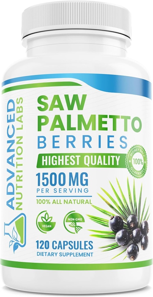 Saw Palmettoges & Extract - Erkekler ve Kadınlar için 1500 mg Saw Palmetto Supplement - Saç Büyümesi, Prostate Support & Urinary Health - 120 Vegan Capsules