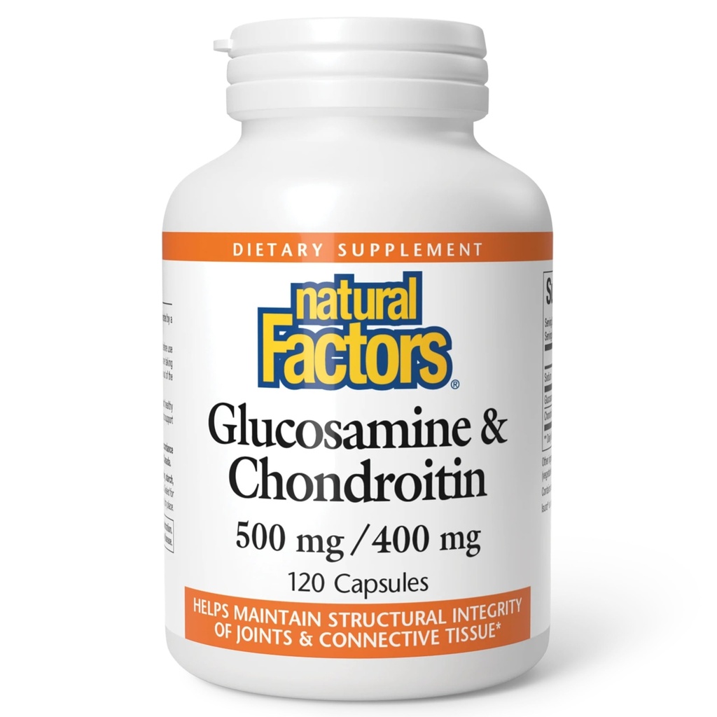 Doğal Faktörler, Glucosamine & Chondroitin, Sağlıklı Anonimler ve Bağlayıcı Tound, 120 Capsules